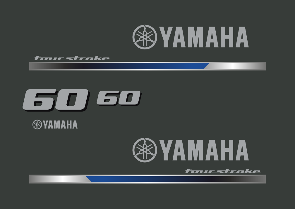 60hk Dekalkitt för Yamaha F60F. Komplett reproduktion.