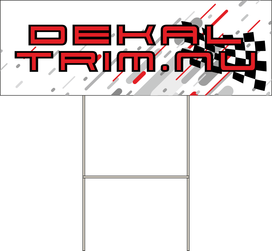 Mäklarskylt i kanalplast med eget tryck. Här kan du välja storlek, form och om du önskar tryck på båda sidor av skylten. Tillbehör som H-ställ kan du också välja till.