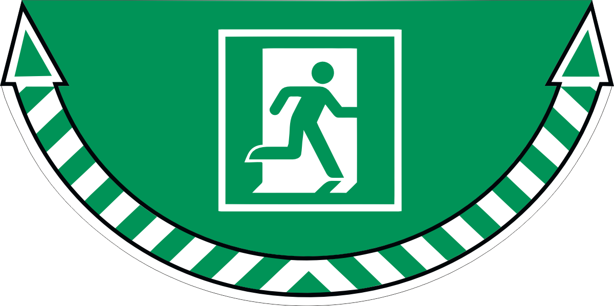 Slitstark och tålig golvdekal. Nödutgång 700x350mm