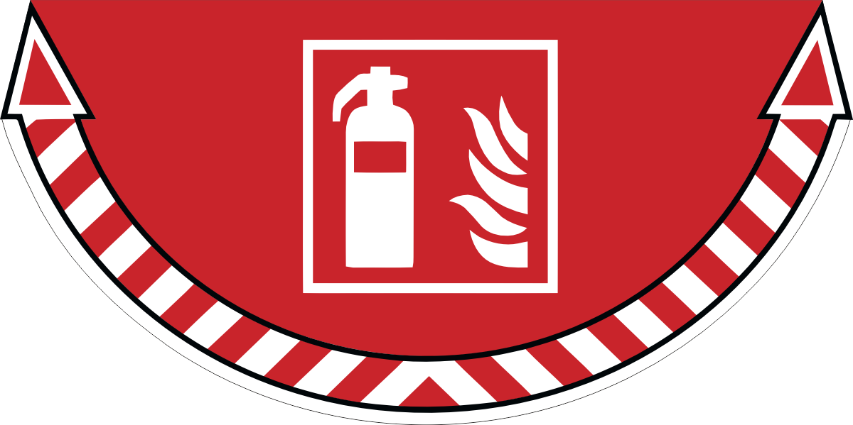Slitstark och tålig golvdekal. Brandsläckare 700x350mm 