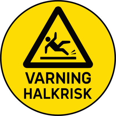 Golvdekal Varning halkrisk.