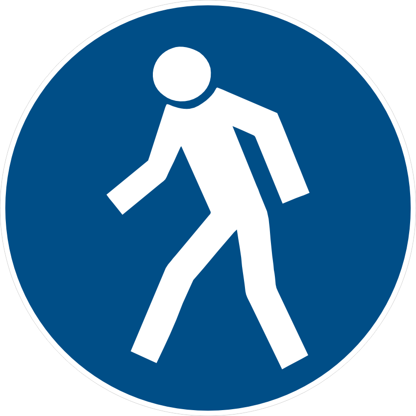 Golvdekal Fotgängare ska använda denna väg.